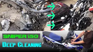 SNIPER 155 DEEP CLEANING | Motorcycle Over Hole | How to Clean your Sniper 150 | MotoVlog
