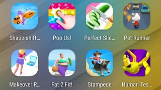 Shape-shifting,Pop Us,Perfect Slices,Pet Runner,Makeover Run,Fat 2 Fit,Rodeo Stampede,Human Tested