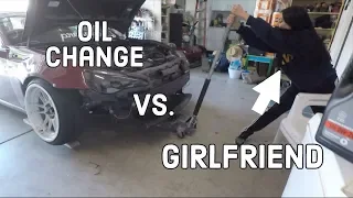 GIRLFRIEND DOES OIL CHANGE ON MY FRS...