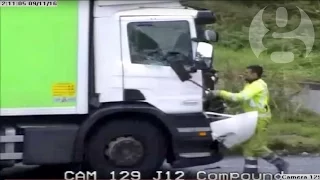 Road rage driver on M62 rams lorry and smashes window