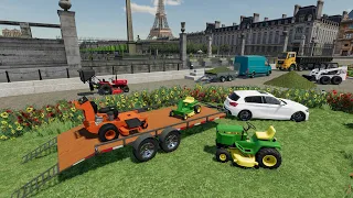 Tonte du jardin des Champs-Élysées à Paris avant la visite d'un milliardaire | FS 22 paysagiste