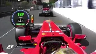 F1 2013 - R06 - Alonso vs Sergio Perez Monaco onboard