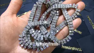 JewelryFresh Stainless Steel VVS Flawless 2 Row Iced Chain
