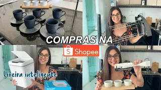 COMPRAS NA SHOPEE PARA CASA | enxoval casa nova, comprinhas lar, cozinha ✨ lixeira inteligente