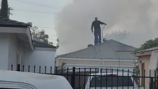 house burning in Lawndale on Halloween day