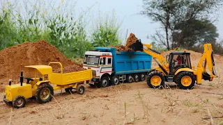 JCB 3dx Xpert 4x4 Mahindra Arjun NOVO 4wd Swaraj 963 FE JCB 3dx Eco washing in Lake CS toy #jcb