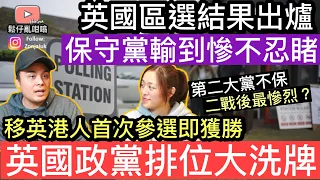 英國區選結果出爐，保守黨輸到慘不忍睹‼️移英港人首次參選即獲勝，英國政黨排位大洗牌‼️