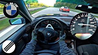 BMW E34 520i TOURING TOP SPEED DRIVE ON GERMAN AUTOBAHN 🏎