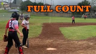 9 year old’s first at bat in #12U is a BATTLE!