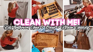 BATHROOM & KITCHEN CLEAN WITH ME // kids bathroom decor refresh