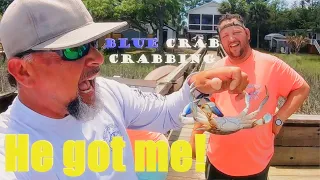 A BIG BLUE CRAB pinched the mess out of me