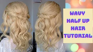 wavy half up half down hair tutorial - easy hairstyles