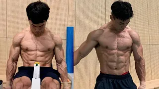 Bodybuilding training of South Korean weightlifter Lee Sang