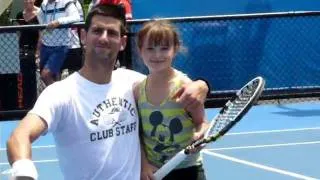 Novak Djokovic battles young tennis fan during practice (1st Round) - Australian Open 2012
