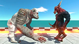 Old Goro vs Infernals on Lava Tank - Animal Revolt Battle Simulator