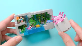 Making Minecraft Lush Cave with Axolotls miniature - clay diorama ASMR
