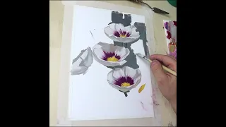 Цветы маслом по бумаге