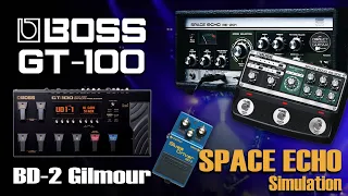 BOSS GT 100 Blues OD GILMOUR style + SPACE ECHO simulation based on RE202