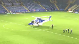 Leicester City Chairman - Helicopter on Pitch post Porto