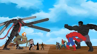 HULK, SPIDERMAN, IRONMAN vs DEVIL CHAINSAW MAN,Jason Voorhes Team, Makima Team Compilation Animation