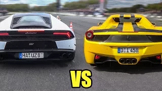 Lamborghini Huracan vs Ferrari 458 Spider - Drag Race!