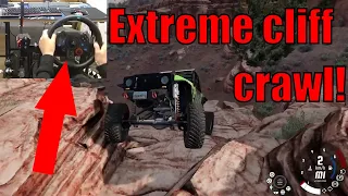 Extreme cliff rock crawling | Beamng wheel cam | Logitech g29