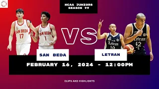 San Beda vs Letran - NCAA Juniors Season 99 (February 16, 2024)