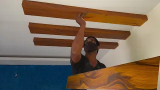 3,simply method to make a realistic wood texture|| {fall ceiling} use cotton roller