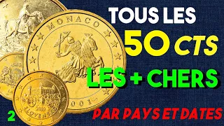 50 CENTIMES(euro cent)  LES + CHERS PAR PAYS & DATES part2