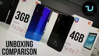 Redmi Note 7 Unboxing/Hands on! Blue vs Black Comparison/Antutu/3GB vs 4GB RAM Updates
