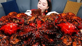 ENG SUB) Seafood Combination FLEX 🔥 Amazing Octopus Jjajang Noodle Ramen Mukbang ASMR Ssoyoung