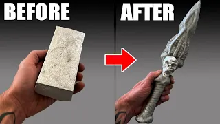 Making A SKULL Dagger From A Block Of Metal - Aluminum Casting