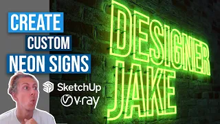 How to Create Custom Neon Signs & Lights In Sketchup and Vray |  Easy Tutorial 👌Realistic Renders 🔥