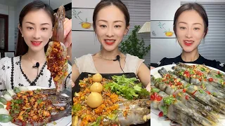 Yummy 339: Eat Sea food, shrimp 🦐🍤,Salmon roe, crab 🦀 🦀  lleat sea food|| #food #eating #mukbang