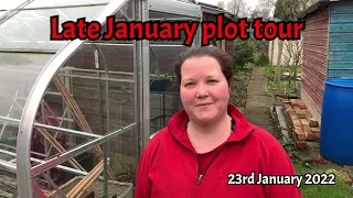 Late January plot tour of our 500 square metre Allotment in Manchester UK.