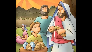 Jesus Feeds 5,000 with Two Fish and Five Loaves of Bread Bible story for kids read aloud