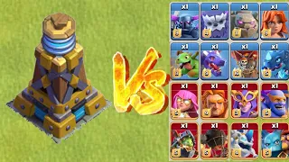 || Max Level Mega Tesla ||  vs All Max Troops & All Super Troops  ( Clash of Clans ) #keepclashing
