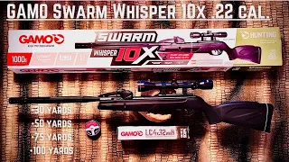 Gamo Swarm Whisper 10X .22 cal. air rifle!  In-depth field review at 30, 50, 75, and 100 yards!