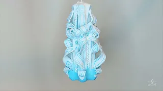 Wonderful Carved Candle "White&Blue"