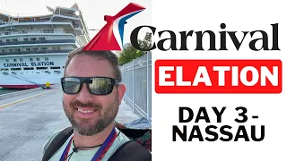 Carnival Elation Bahama Cruise Vlog - Day 3 Nassau, Sea and See Excursion, and the Mega Deck Party