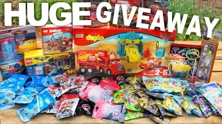 NEW HUGE GIVEAWAY OPEN! Disney Cars 3 Movie Lightning McQueen Tow Mater Lego Duplo Car Toys Movie!