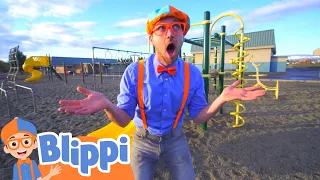 Blippi Visits Outdoor Play Park | Kids Fun & Educational Cartoons | Moonbug Play and Learn