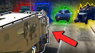 Acid Lab (Brickade 6X6) Vs Big Vehicles In GTA Online *head on collision*