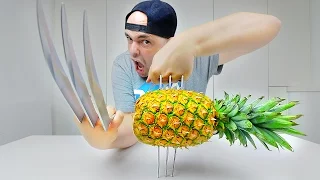 FRUIT NINJA na VIDA REAL c/ Garras Wolverine ( PERIGOSO )