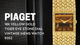 Piaget 18k Yellow Gold Tiger Eye Stone Dial Vintage Mens Watch 9352 | SwissWatchExpo