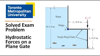 Fluid Mechanics Exam Problem: Hydrostatic Forces on a Plane Gate