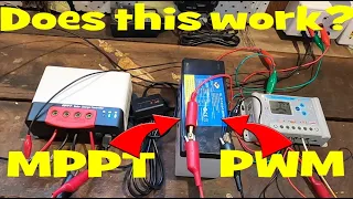 MPPT and PWM controller charge one battery. See what happens...