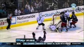 Kari Lehtonen behind the back save Dallas Stars vs Columbus Blue Jackets NHL Hockey