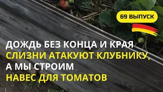 Дача в Германии. 69 выпуск. Стройка навеса для томатов наконец-то начинается. Как прогнать слизней?