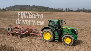 POV/GoPro/driver view - příprava půdy s John Deere 6R 215 DirectDrive & Horsch Terrano 4 FX